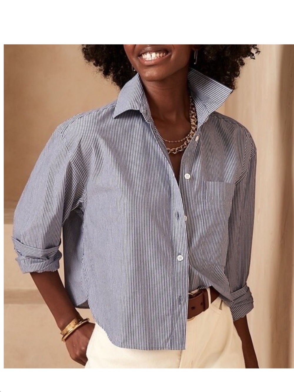 Banana Republic Boxy Crop Shirt Size XL
